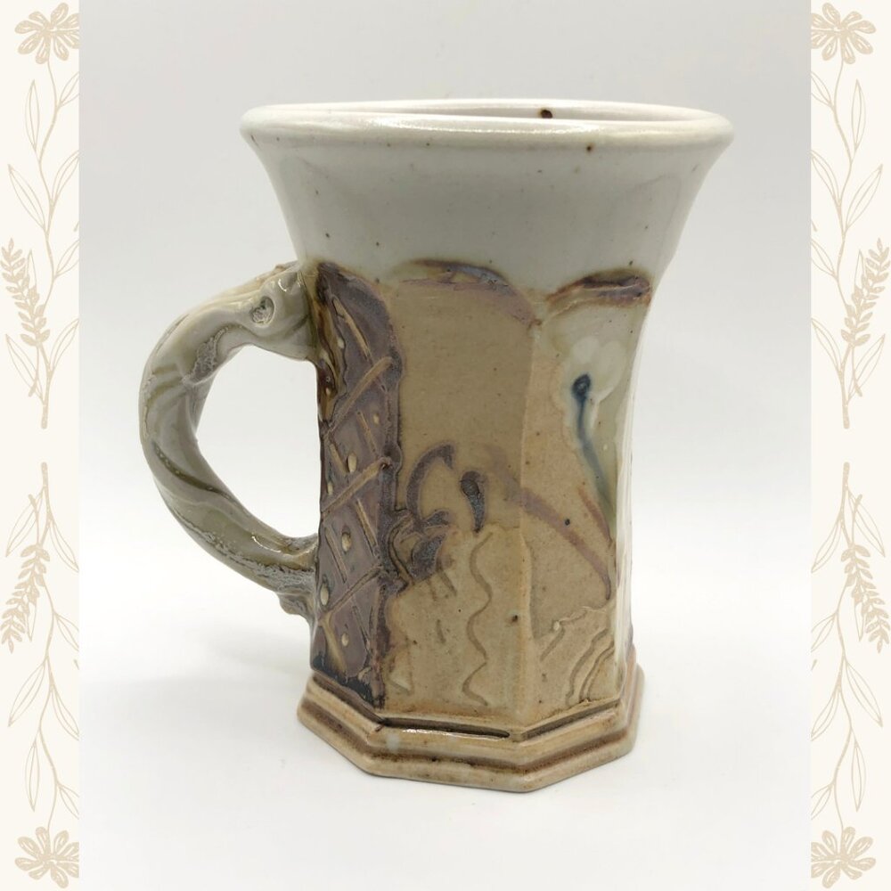Signed Studio Pottery Mug – Primitive Earthy Design - Picture 3 of 7
